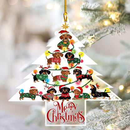 Bestchoo 2D Acrylic Ornament - Dachshund Christmas Tree Delight