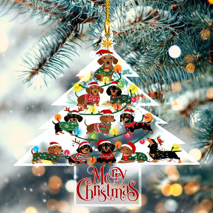 Bestchoo 2D Acrylic Ornament - Dachshund Christmas Tree Delight