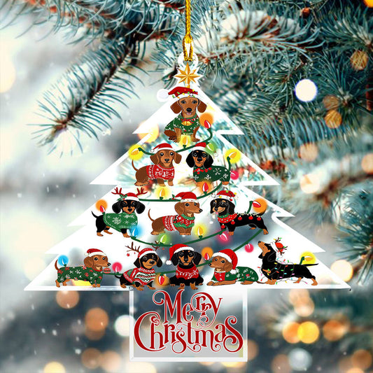 Bestchoo 2D Acrylic Ornament - Dachshund Christmas Tree Delight
