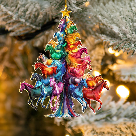 Bestchoo 2D Acrylic Ornament Rainbow Gallop Christmas Tree