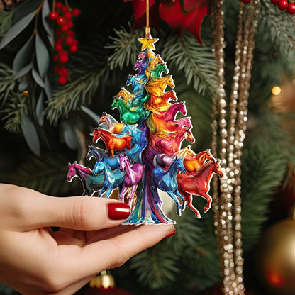 Bestchoo 2D Acrylic Ornament Rainbow Gallop Christmas Tree