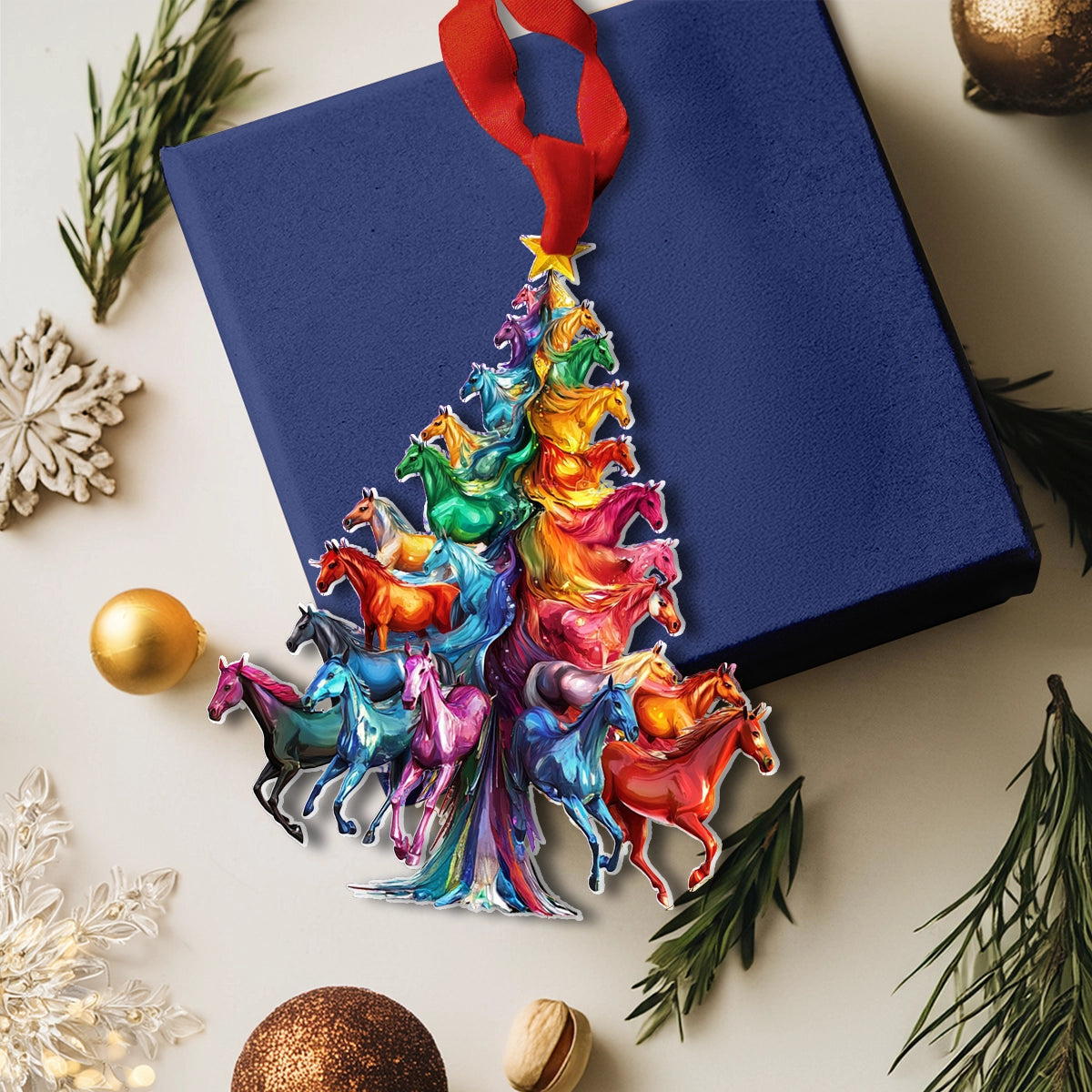 Bestchoo 2D Acrylic Ornament Rainbow Gallop Christmas Tree