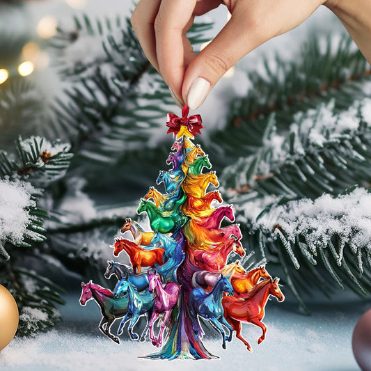 Bestchoo 2D Acrylic Ornament Rainbow Gallop Christmas Tree