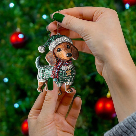 Bestchoo 2D Acrylic Ornament Sweater Dachshund