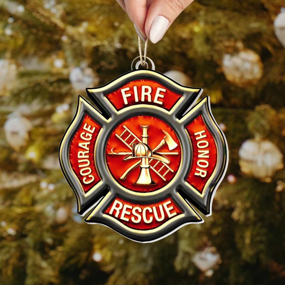 Bestchoo Acrylic Ornament Firefighter's Maltese Cross