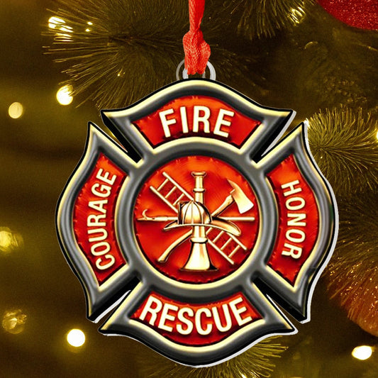 Bestchoo Acrylic Ornament Firefighter's Maltese Cross