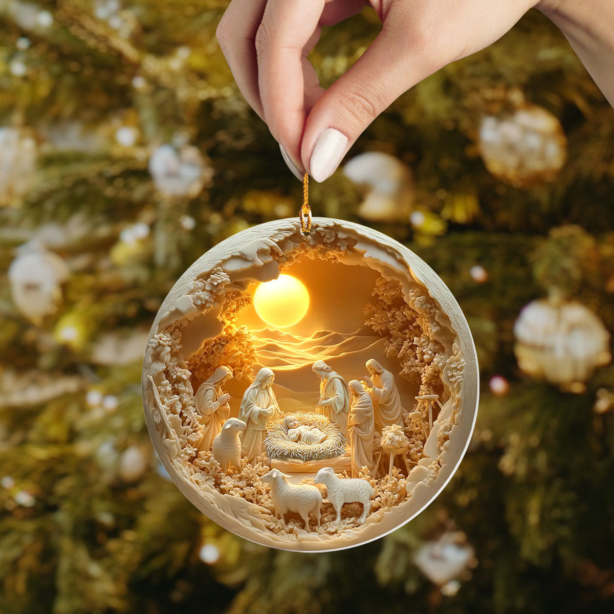Bestchoo 2D Acrylic Ornament Sacred Moments Holiday