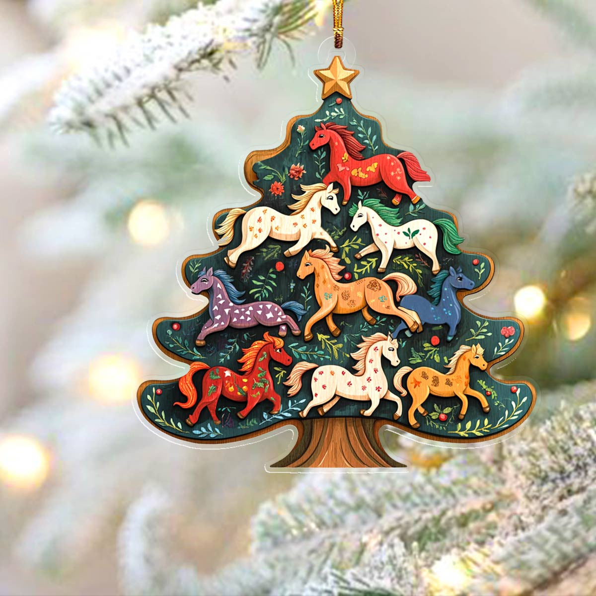Bestchoo 2D Acrylic Ornament Charming Horses