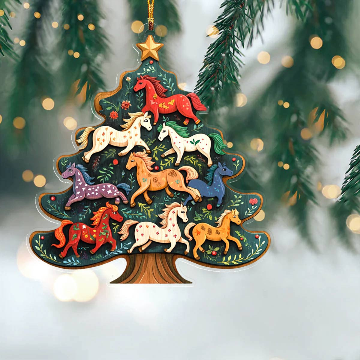 Bestchoo 2D Acrylic Ornament Charming Horses