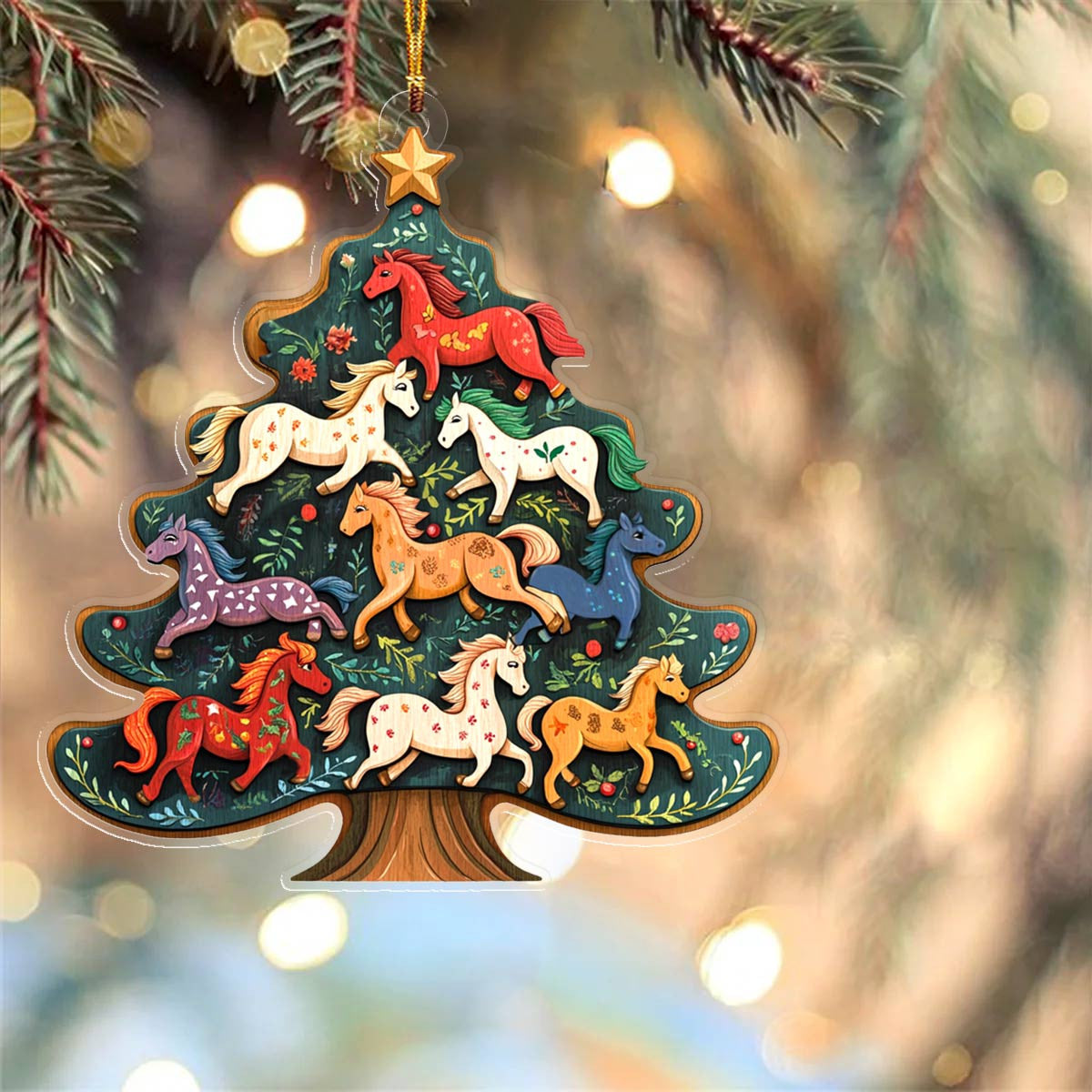 Bestchoo 2D Acrylic Ornament Charming Horses
