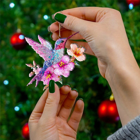 Bestchoo 2D Acrylic Ornament Twinkling Blossom Hummingbird