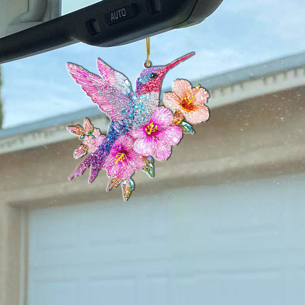 Bestchoo 2D Acrylic Ornament Twinkling Blossom Hummingbird