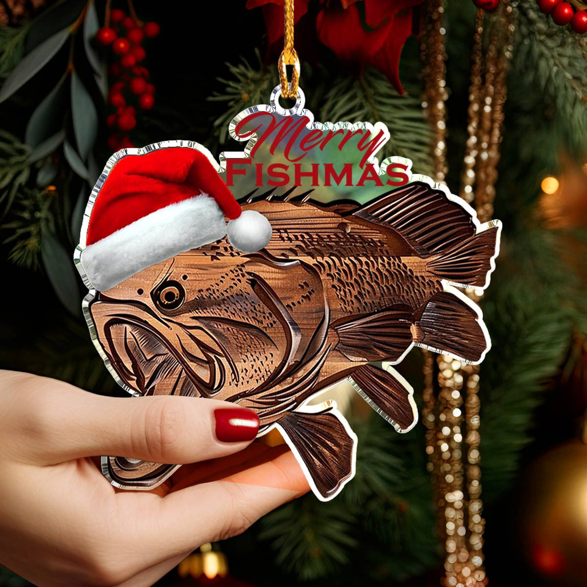 Bestchoo 2D Acrylic Ornament Bass Merry Fishmas