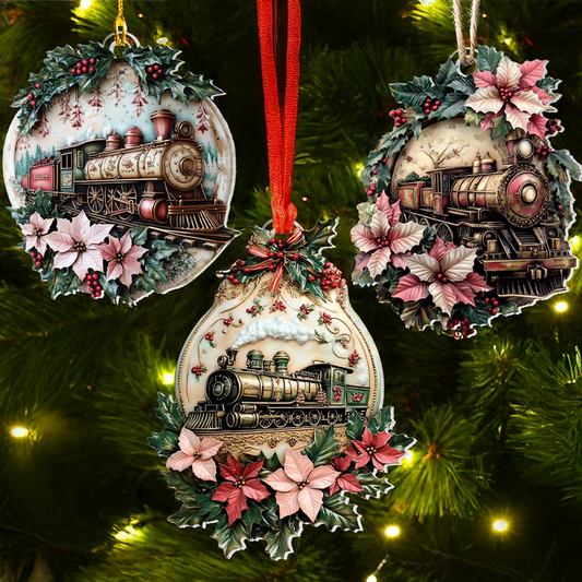 Bestchoo 2D Acrylic Ornament - Vintage Christmas Train