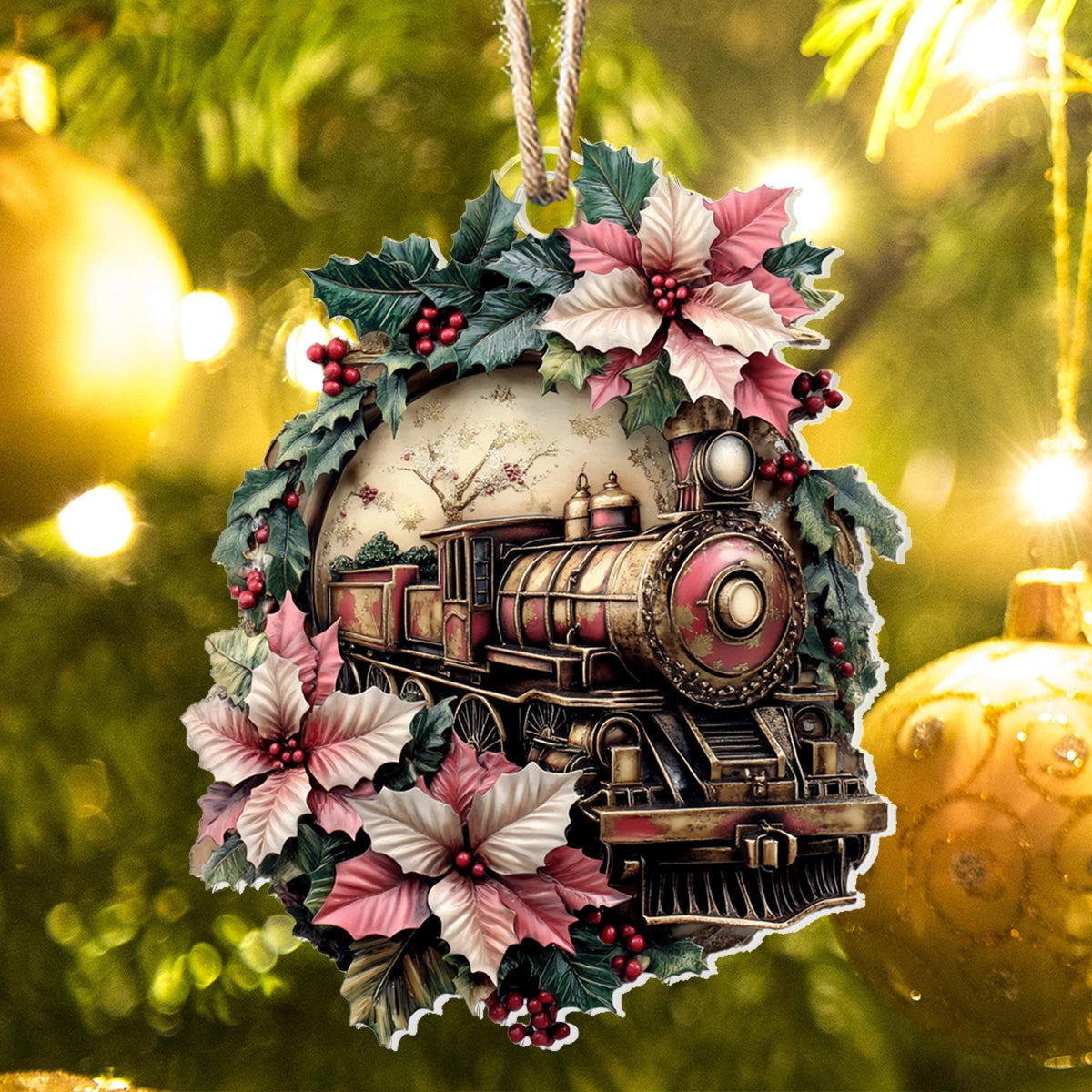 Bestchoo 2D Acrylic Ornament - Vintage Christmas Train