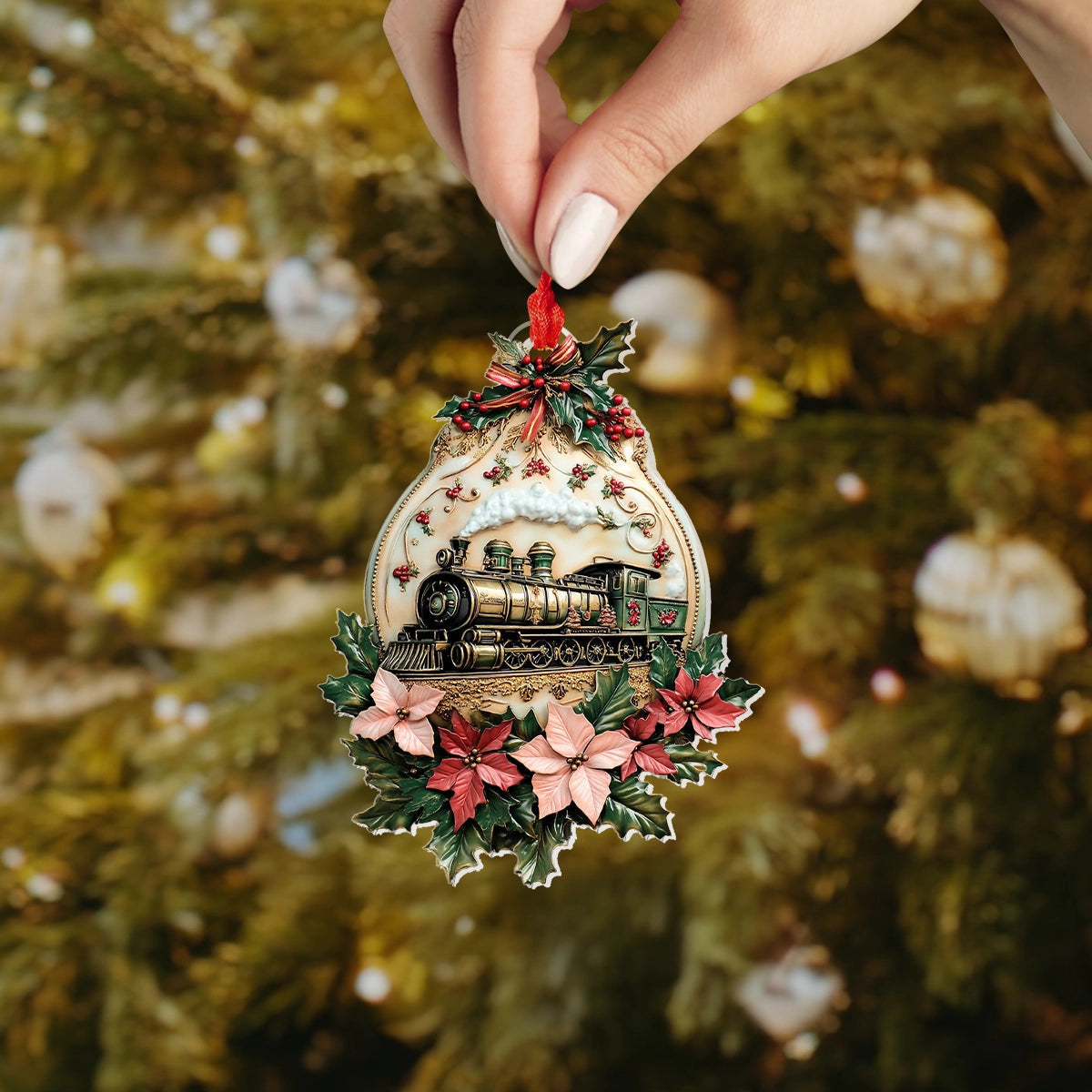 Bestchoo 2D Acrylic Ornament - Vintage Christmas Train
