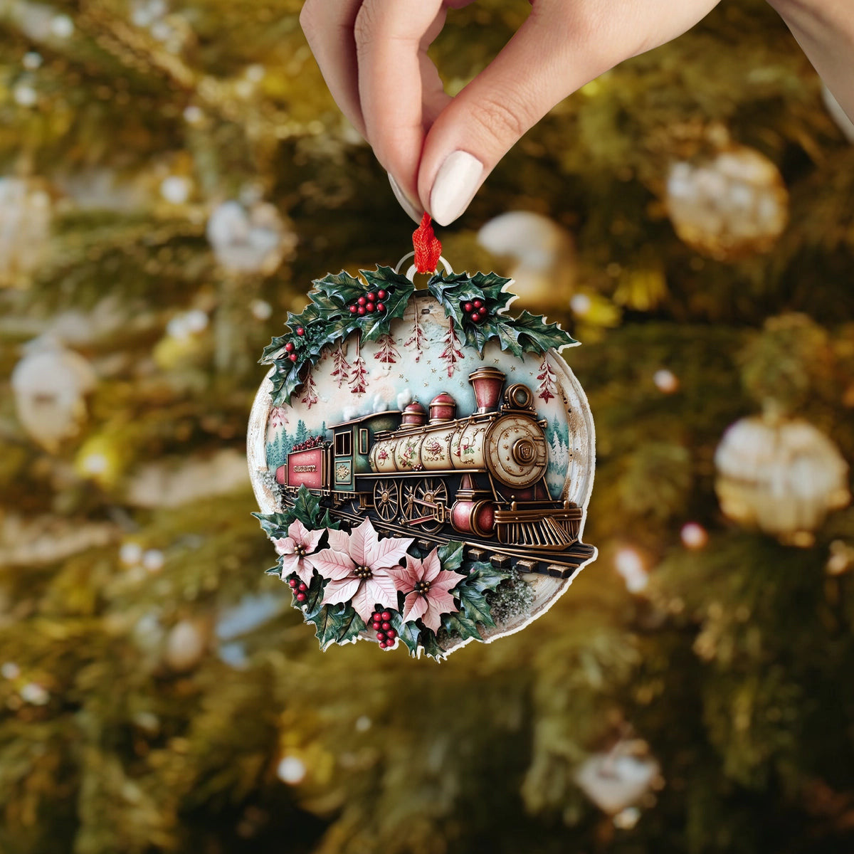 Bestchoo 2D Acrylic Ornament - Vintage Christmas Train