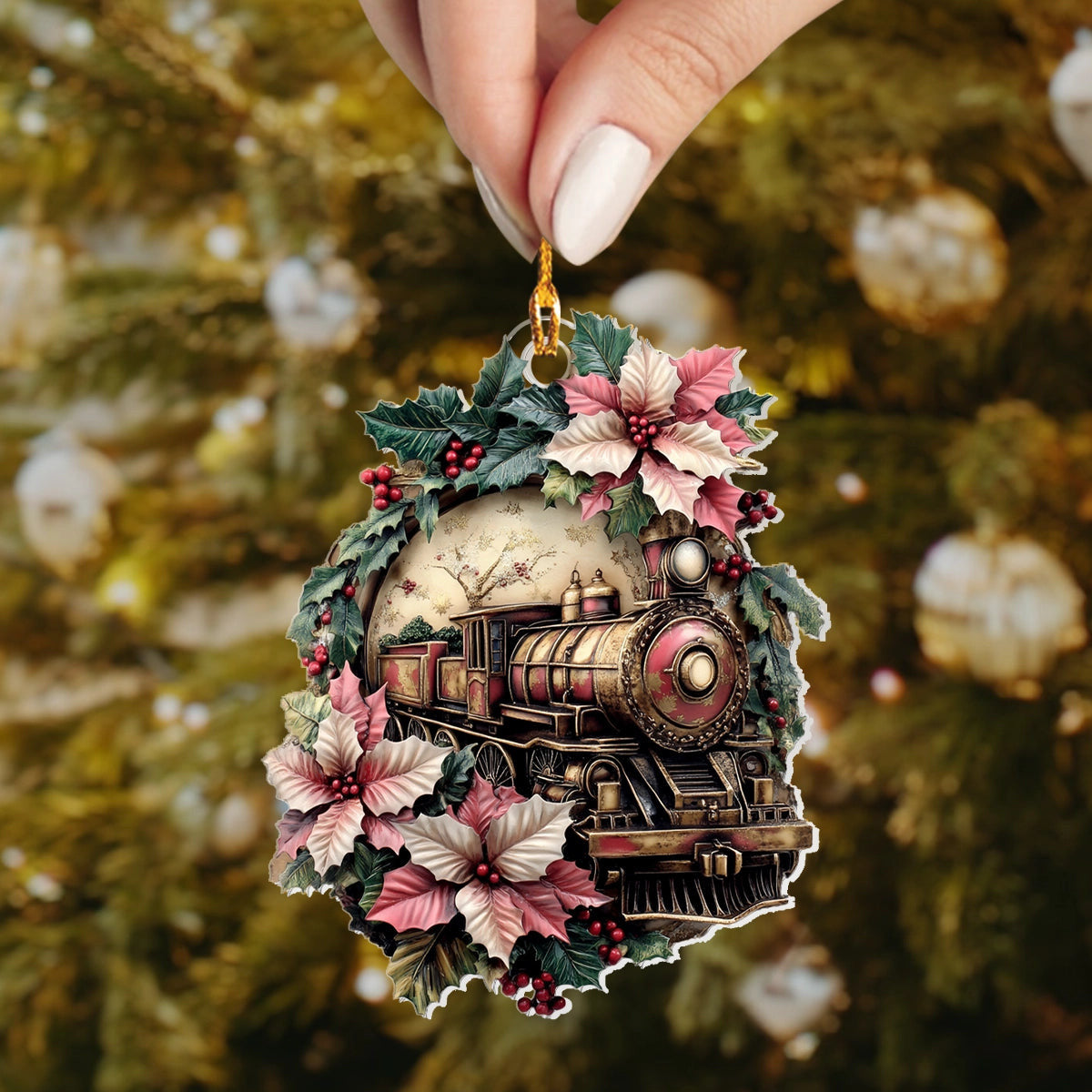 Bestchoo 2D Acrylic Ornament - Vintage Christmas Train
