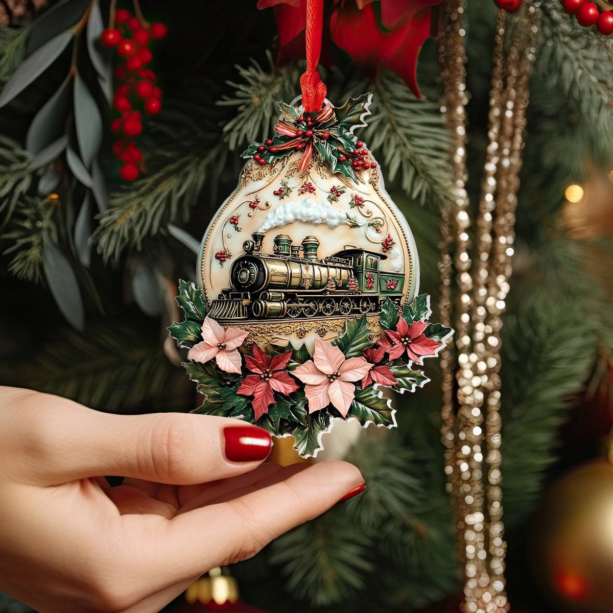Bestchoo 2D Acrylic Ornament - Vintage Christmas Train