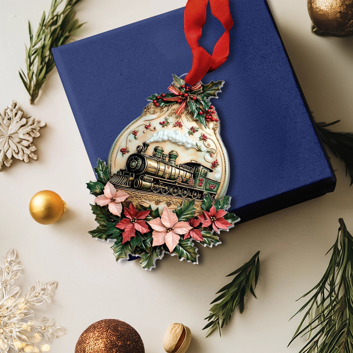 Bestchoo 2D Acrylic Ornament - Vintage Christmas Train