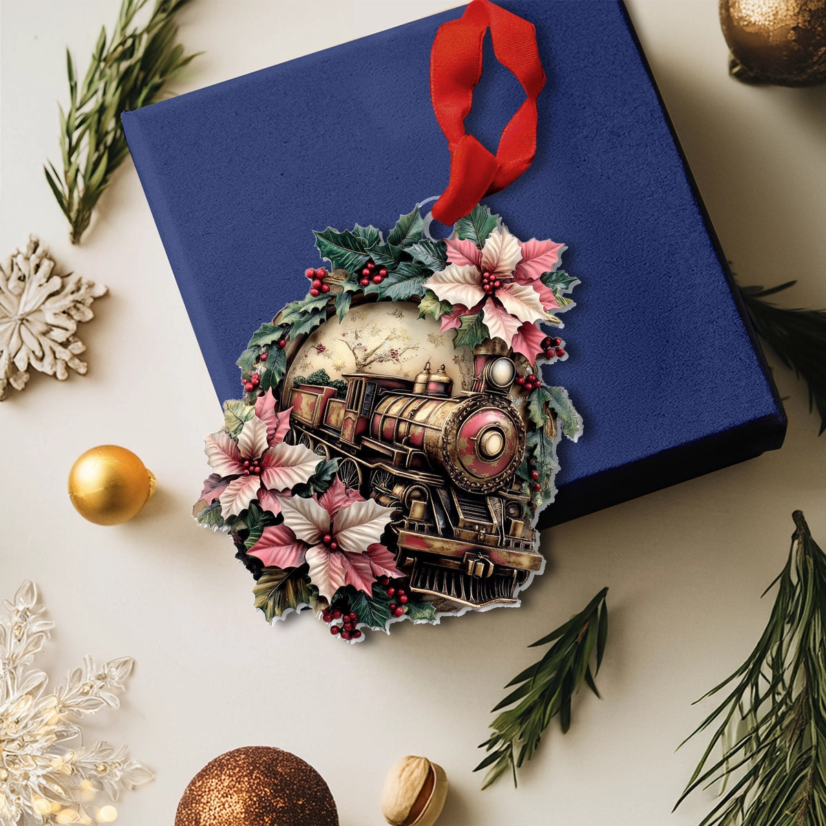 Bestchoo 2D Acrylic Ornament - Vintage Christmas Train