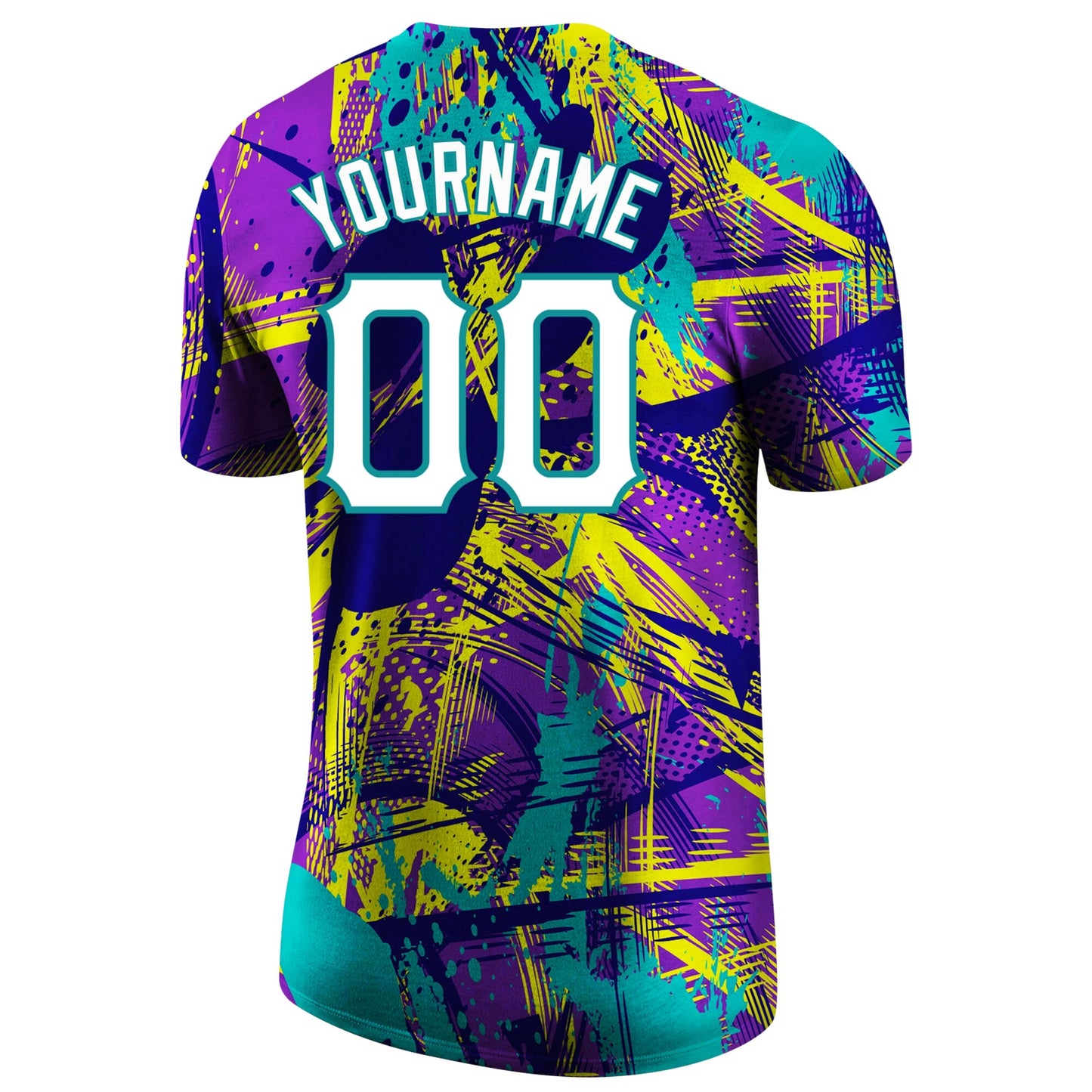 Custom Graffiti Abstract Urban Pattern White-Aqua 3D Performance T-Shirt