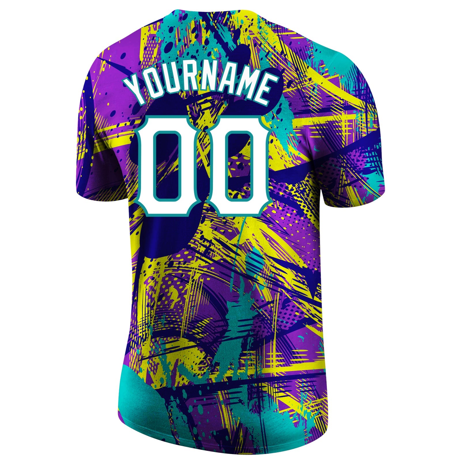 Custom Graffiti Abstract Urban Pattern White-Aqua 3D Performance T-Shirt