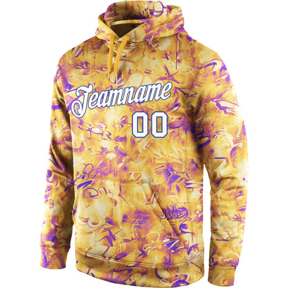 Custom Stitched Splashes Graffiti Pattern White-Royal 3D Sports Pullover Sweatshirt Hoodie