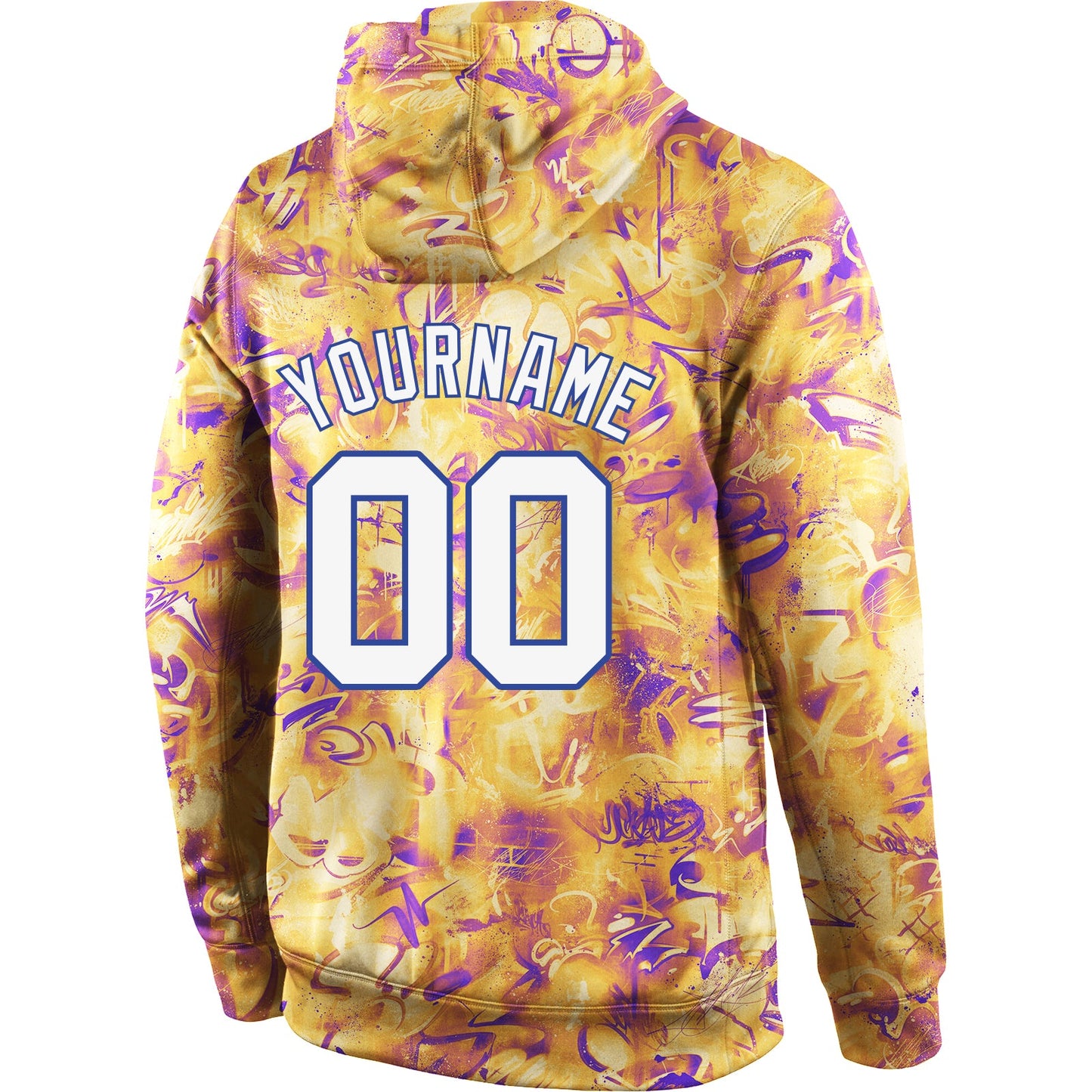 Custom Stitched Splashes Graffiti Pattern White-Royal 3D Sports Pullover Sweatshirt Hoodie