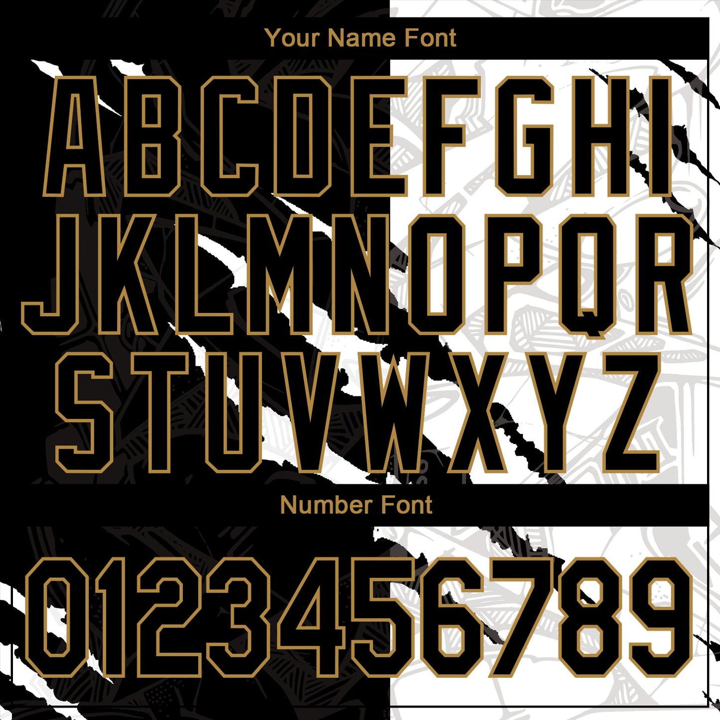 Custom Graffiti Pattern Black-Old Gold Scratch 3D Performance T-Shirt