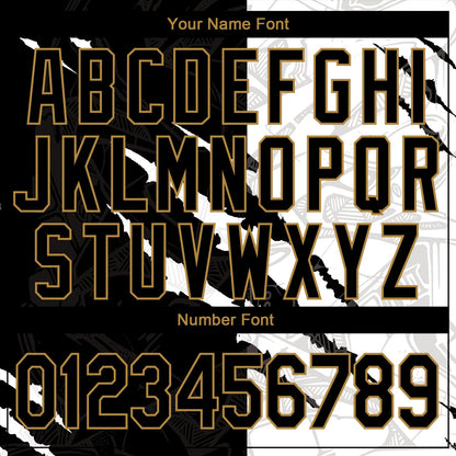 Custom Graffiti Pattern Black-Old Gold Scratch 3D Performance T-Shirt