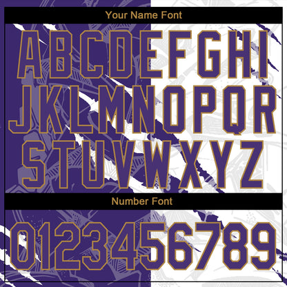 Custom Graffiti Pattern Purple-Old Gold 3D Performance T-Shirt
