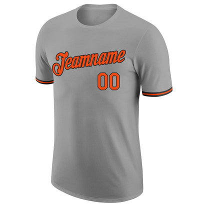 Custom Gray Orange-Black Performance T-Shirt