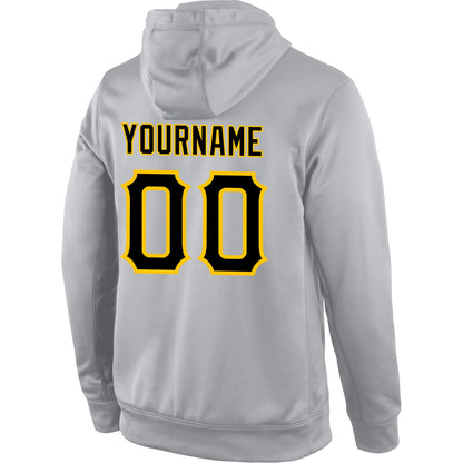 Custom Stitched Gray Black-Gold Sports Pullover Sweatshirt Hoodie
