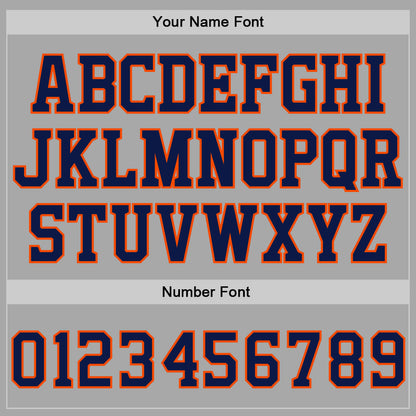 Custom Stitched Gray Navy-Orange Sports Pullover Sweatshirt Hoodie