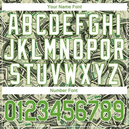 Custom Stitched Green Neon Green-White 3D Pattern Design Dollar Sports Pullover Sweatshirt Hoodie