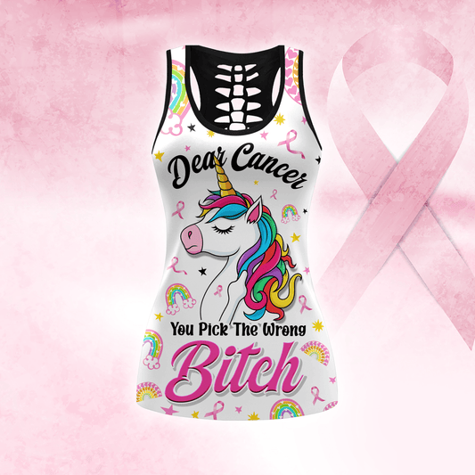 Dear Cancer, You Pick The Wrong Bitch -  Combo Legging Breast Cancer Awareness, Custom Choo