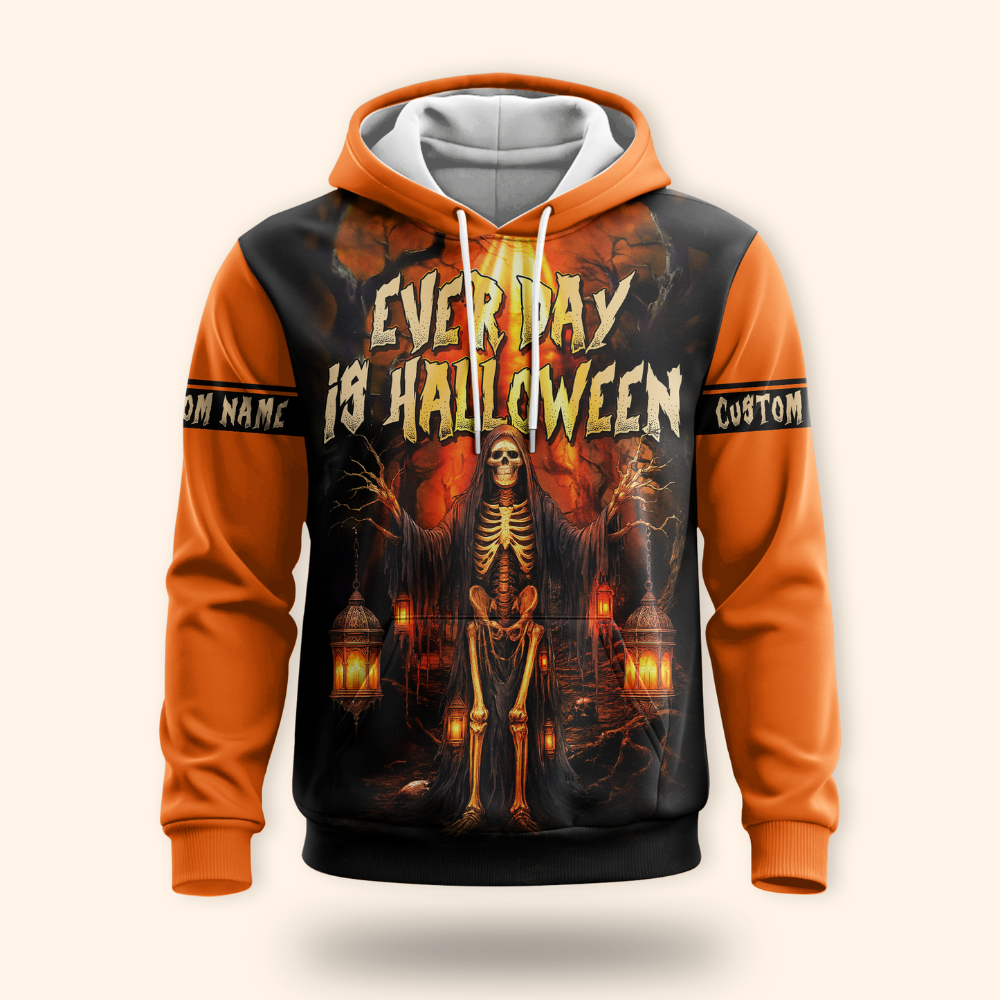 Personalized Every Day Is Halloween Hoodie – Skeleton Lantern Scary Jacket, Custom Choo