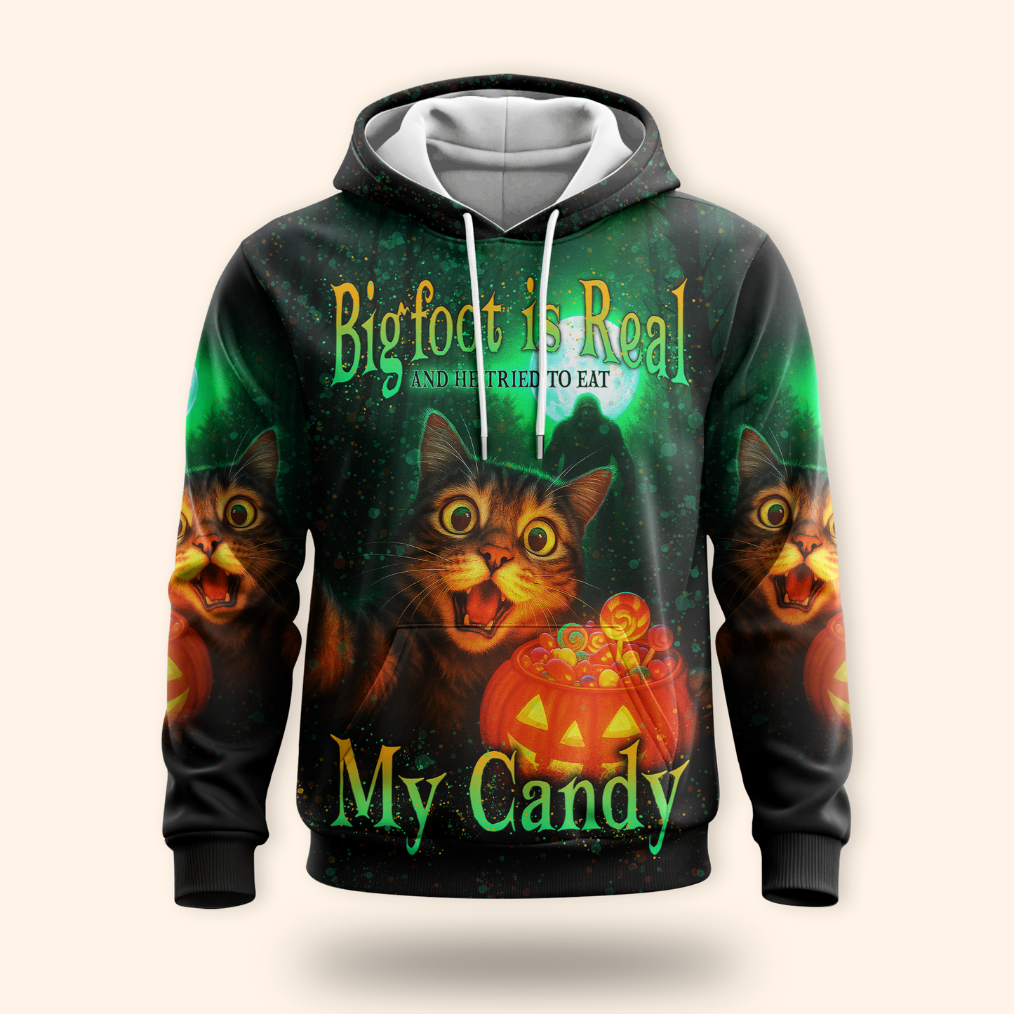 Funny Cat and Bigfoot "My Candy" Halloween shirt