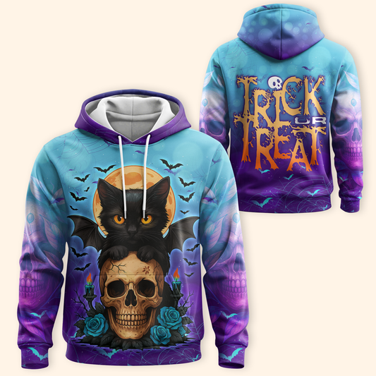 Midnight Spell Black Cat & Skull shirt, Custom Choo