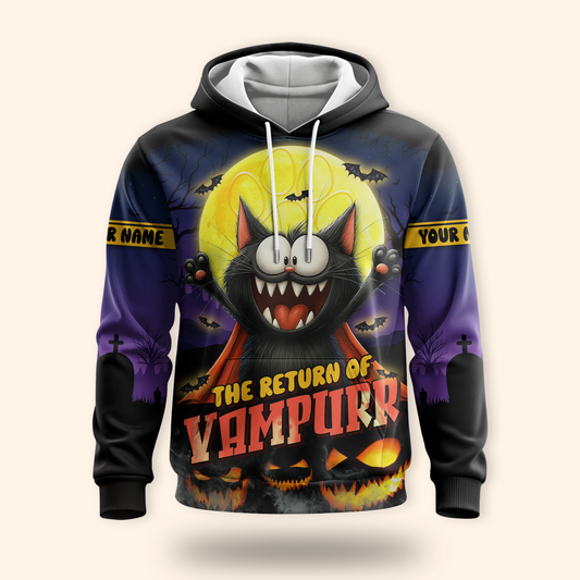 Personalized Vampurr Hoodie – The Return of Vampurr Funny Cat Halloween Zip Up, Custom Choo