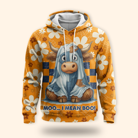 Personalized Cow Halloween Hoodie – Moo I Mean Boo Funny Zip Up Sweatshirt, Custom Choo