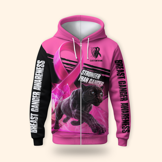 Personalized Stronger Than Cancer Panther - Breast Cancer Awareness Shirt