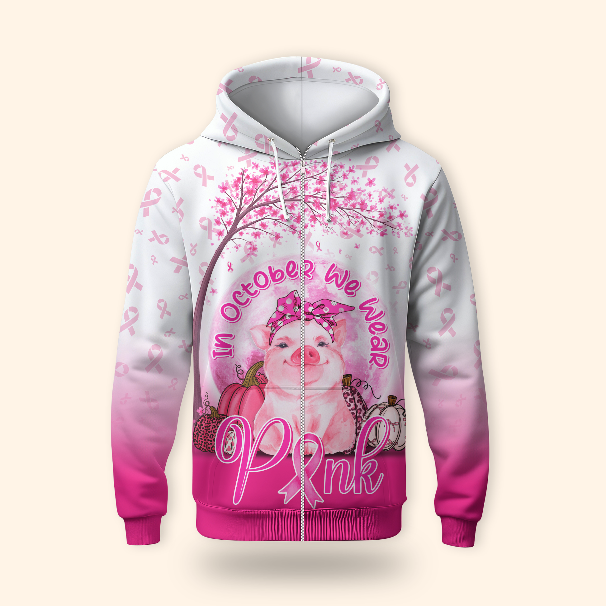 Personalized In October We Wear Pink Little Pig, Custom Choo