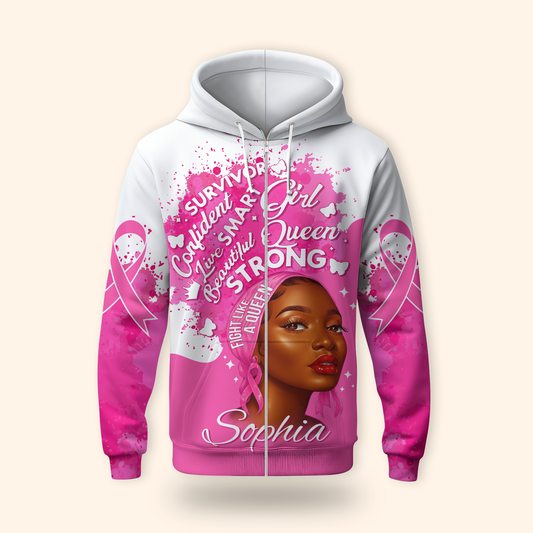 Personalized Breast Cancer Awareness Black Queen Survivor, Custom Choo