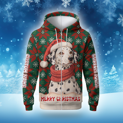 Personalized Dalmatian Hoodie – Christmas Dog Lover Gift
