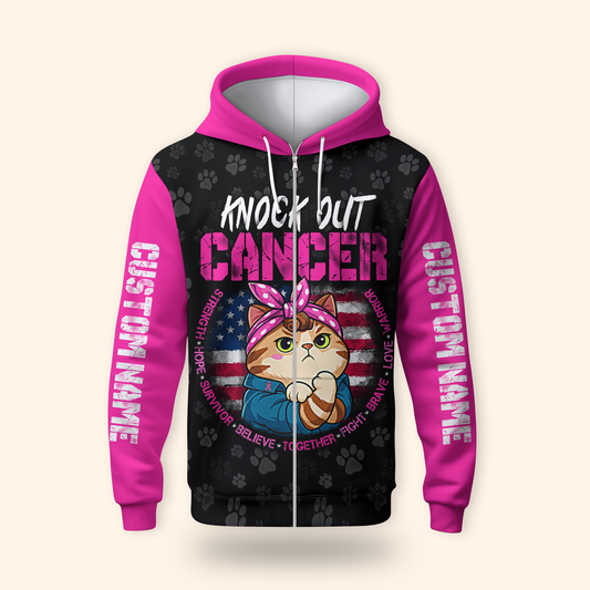Personalized Breast Cancer Awareness Cat Warrior, Custom Choo