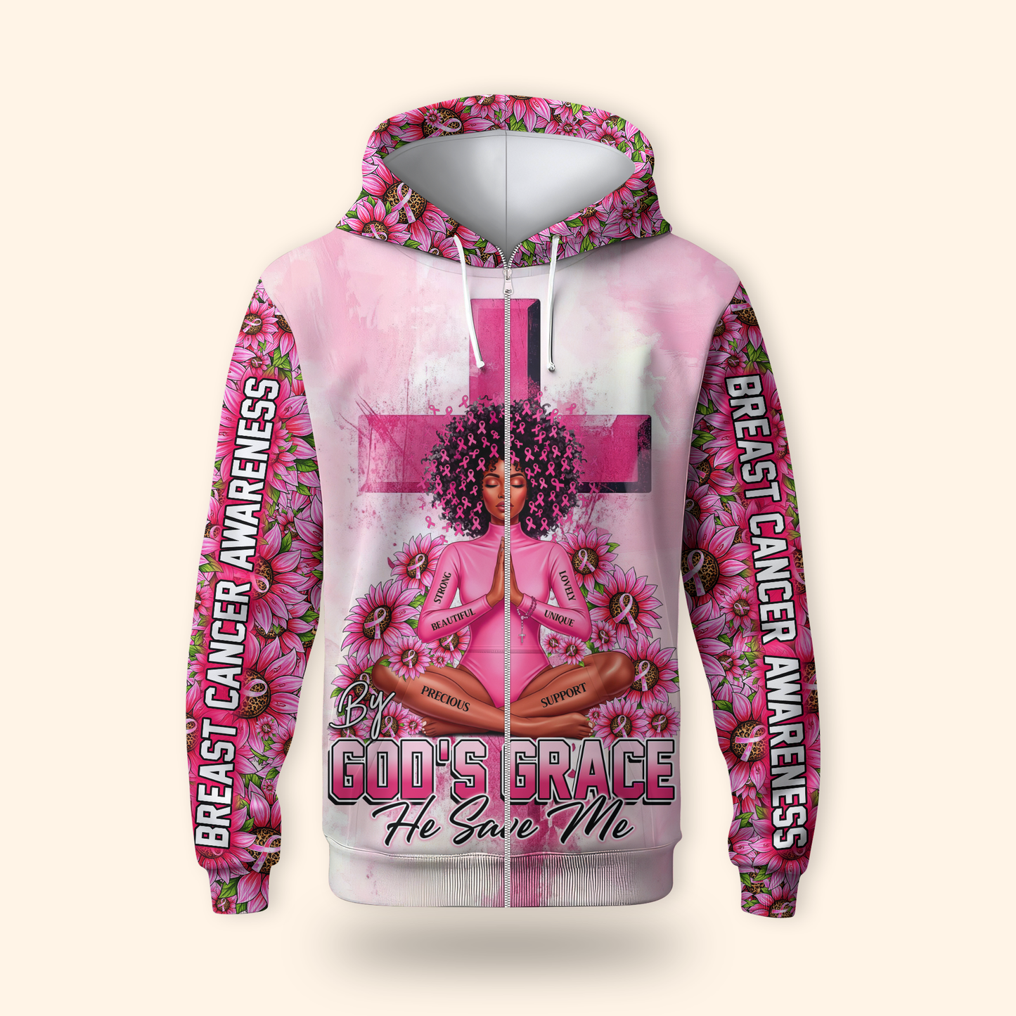 By God's Grace, He Save Me - Survivor Breast Cancer Awareness Shirt