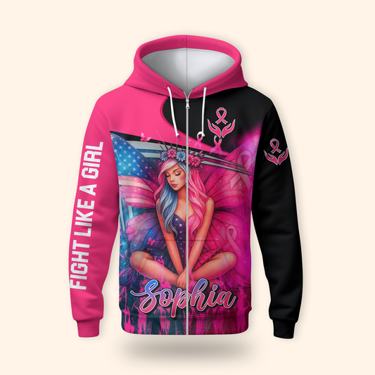 Personalized Fight Like A Fairy Girl - Breast Cancer Awareness Shirt, Custom Choo