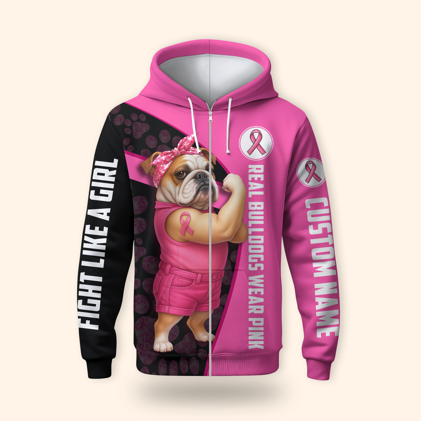 Personalized Real Bulldogs Wear Pink - Breast Cancer Awareness Shirt
